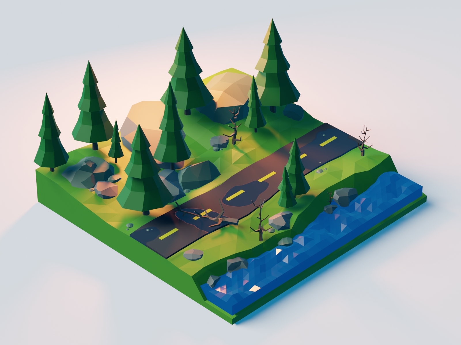 Forest Road 3d Illustration