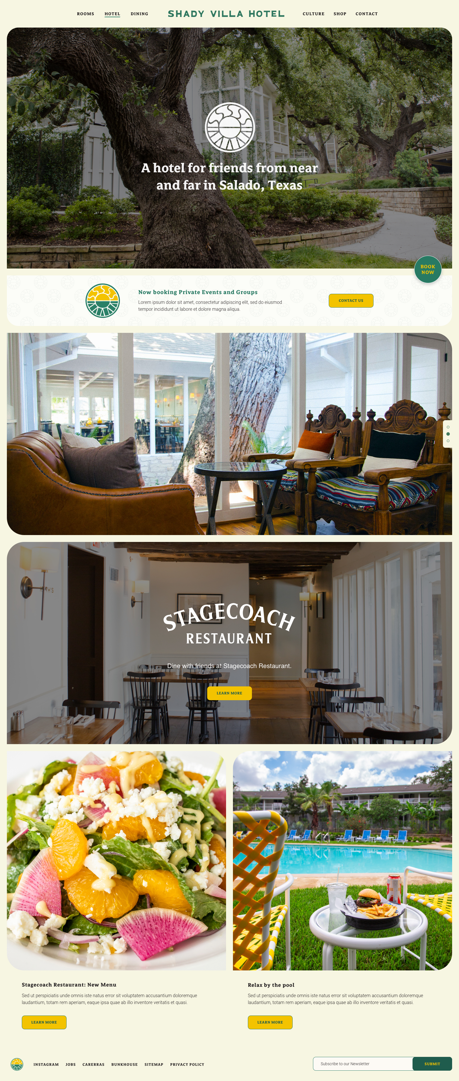 Shady Villa Hotel homepage design